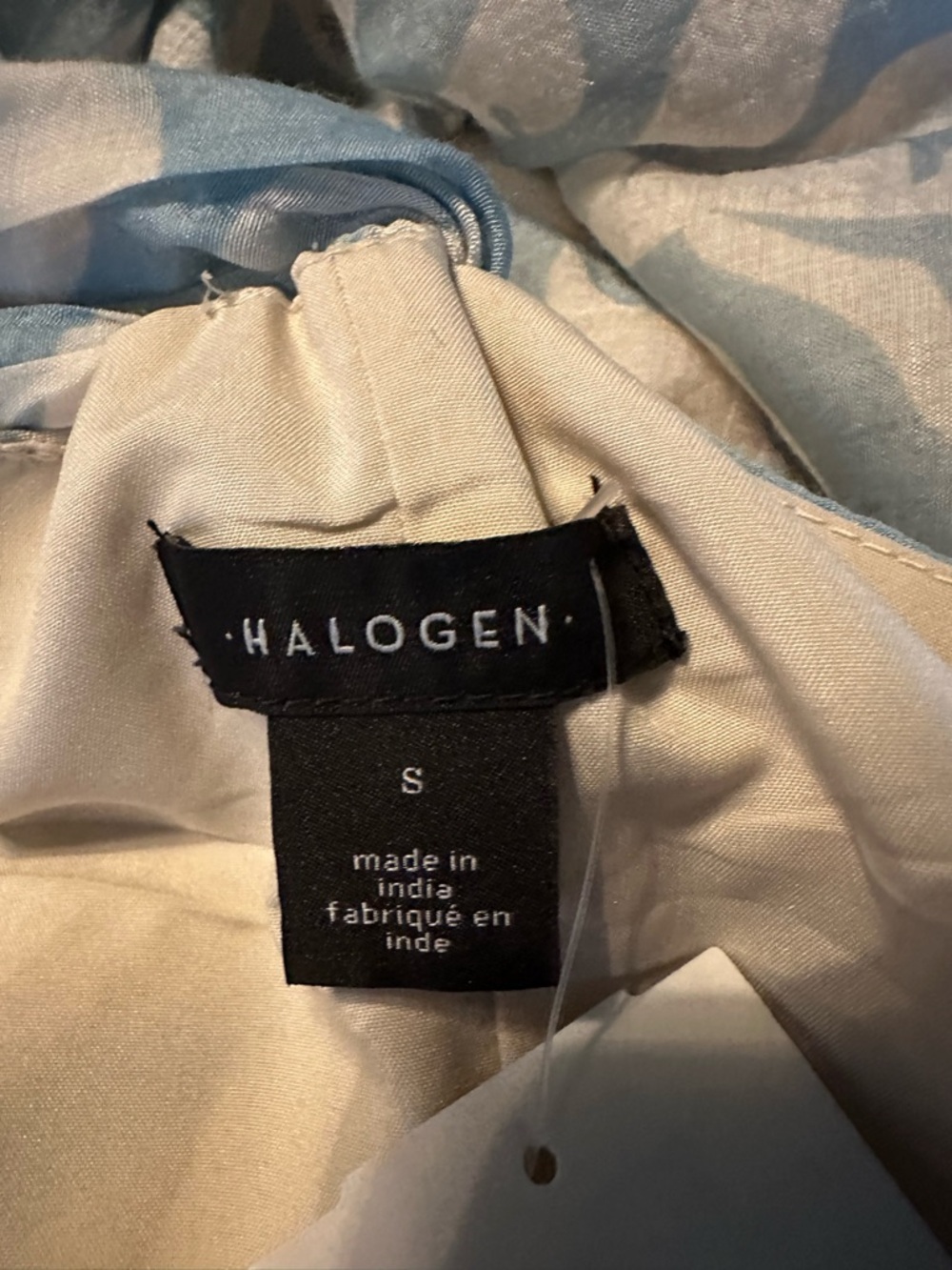 Halogen Light Blue and Cream Leaf-Print Maxi Dress - Picture 9 of 9